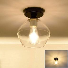 img 1 attached to 🏡 DLLT Vintage Industrial Semi Flush Mount Ceiling Light with Clear Glass Lampshade - Farmhouse Style Fixture Perfect for Hallway, Entryway, Dining Room, Bedroom, Cafe, Bar, Passway, Foyer