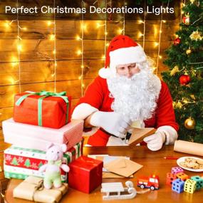 img 2 attached to 🎄 Ollny Curtain Lights Christmas Warm White 300 LED 9.8ftx9.8ft: Remote Control, Timer, Waterproof Indoor/Outdoor Hanging Lights for Xmas, Wedding, Patio Decor