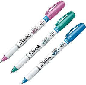 img 2 attached to 🖌️ Metallic Paint Pen Set, Extra-Fine Point, Pink/Blue/Green - Sharpie (1783277)
