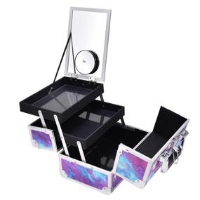 img 1 attached to 🦄 Joligrace Makeup Train Case for Girls - Unicorn Cosmetic Box with Lockable Key, 2 Trays, Mirror - Organizing Jewelry Storage and Makeup Essentials