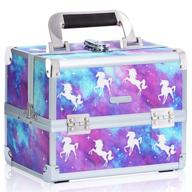 🦄 joligrace makeup train case for girls - unicorn cosmetic box with lockable key, 2 trays, mirror - organizing jewelry storage and makeup essentials logo