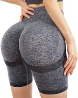 🩲 tummy control leggings: high waisted yoga shorts for women with butt lifting effects - textured workout shorts logo