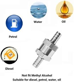 img 1 attached to ⛽️ 2pcs 8mm (5/16") Aluminum Alloy Non-Return Fuel Check Valve for Petrol, Diesel, and Oil, with 4pcs Adjustable Universal Hose Clamps and 1pc Multibit 2-in-1 Stubby Screwdriver