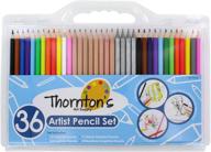 🎨 профессиональный набор цветных карандашей thornton's art supply, 36 штук: акварельные, графитовые, цветные и бесдревесные карандаши для рисования, скетчинга и взрослого окрашивания разноцветными цветами. логотип