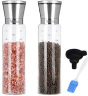 🧂 2-pack super large capacity salt and pepper grinder set - 16.9 floz (500ml) - adjustable coarseness - stainless steel and heat resistance glass - tall himalayan sea salt and pepper mill shakers set - includes funnel and brush logo