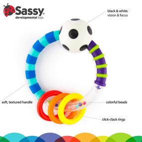 img 2 attached to 🔔 Sassy Ring Rattle - Developmental Baby Toy for Early Learning, High Contrast, Suitable from Newborn and Up