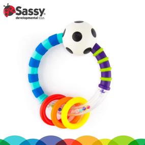 img 3 attached to 🔔 Sassy Ring Rattle - Developmental Baby Toy for Early Learning, High Contrast, Suitable from Newborn and Up