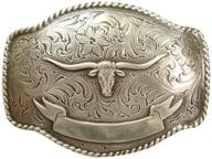 🤠 sterling silver longhorn western buckle: stylish men's accessories logo