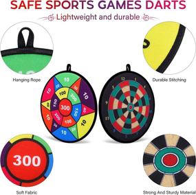 img 2 attached to 🎯 Hony Toy Sports - Double Sided Dart Board Set with 12 Sticky Balls - Indoor Outdoor Party Games - Toys & Gifts for 5-12 Year Old Boys, Kids, and Adults