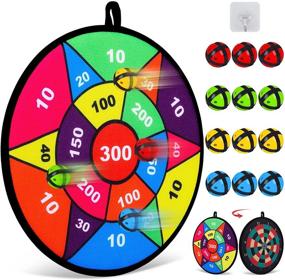 img 4 attached to 🎯 Hony Toy Sports - Double Sided Dart Board Set with 12 Sticky Balls - Indoor Outdoor Party Games - Toys & Gifts for 5-12 Year Old Boys, Kids, and Adults