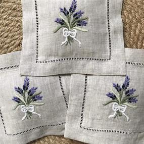 img 3 attached to Embroidered Lavender Embroidery Natural Cushion