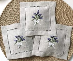 img 4 attached to Embroidered Lavender Embroidery Natural Cushion