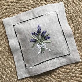 img 1 attached to Embroidered Lavender Embroidery Natural Cushion