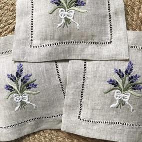 img 2 attached to Embroidered Lavender Embroidery Natural Cushion