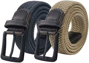 img 4 attached to Maikun Elastic Black Buckle Stretch Men's Accessories in Belts