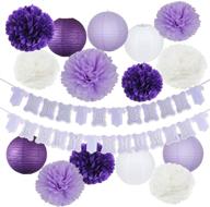 🐘 elephant purple lavender baby shower decorations: vibrant girl baby shower banner, tissue pom poms & more in stunning purple and silver logo