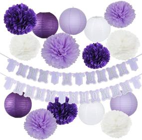 img 4 attached to 🐘 Elephant Purple Lavender Baby Shower Decorations: Vibrant Girl Baby Shower Banner, Tissue Pom Poms & More in Stunning Purple and Silver