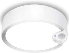 img 4 attached to SUNVIE Battery Operated Motion Sensor Ceiling Light, 300LM LED Indoor/Outdoor Battery Powered Ceiling Light for Hallway, Bathroom, Stairs, Basement, Warehouse with Photocell Sensor ON/Off