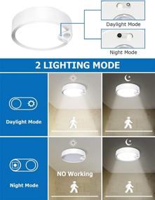 img 1 attached to SUNVIE Battery Operated Motion Sensor Ceiling Light, 300LM LED Indoor/Outdoor Battery Powered Ceiling Light for Hallway, Bathroom, Stairs, Basement, Warehouse with Photocell Sensor ON/Off