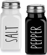 🧂 dopeca farmhouse salt and pepper shakers set: vintage black and white christmas theme for kitchen or restaurant use - easy refilling logo