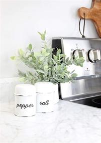 img 3 attached to 🍶 AuldHome Rustic White Enamelware Salt and Pepper Shaker Set; Vintage Retro Style Shaker Set