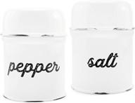 🍶 auldhome rustic white enamelware salt and pepper shaker set; vintage retro style shaker set logo