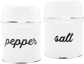 img 4 attached to 🍶 AuldHome Rustic White Enamelware Salt and Pepper Shaker Set; Vintage Retro Style Shaker Set