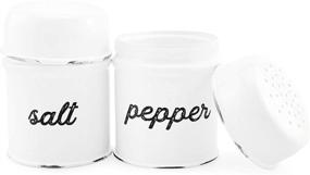 img 1 attached to 🍶 AuldHome Rustic White Enamelware Salt and Pepper Shaker Set; Vintage Retro Style Shaker Set