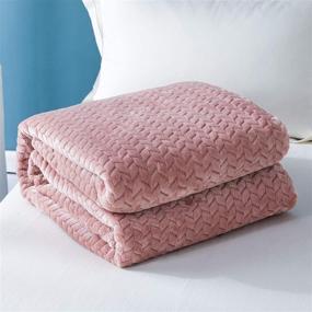 img 2 attached to 🛋️ Twin Size Jacquard Leaves Pattern Flannel Fleece Velvet Plush Bed Blanket - Exclusively Soft, Lightweight, and Cozy for Couch, Bed, or Sofa (90" x 66", Pink)