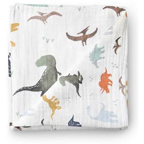 img 4 attached to 🦕 Aenne Baby Muslin Swaddle Blanket Dinosaur Print, Luxurious and Silky, 70% Bamboo 30% Cotton 47x47inch (1pack), Baby Boy Nursing Cover, Wrap, Burp Cloth