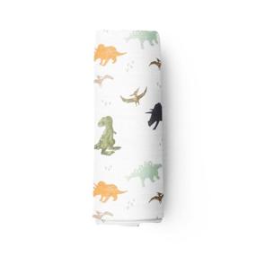 img 3 attached to 🦕 Aenne Baby Muslin Swaddle Blanket Dinosaur Print, Luxurious and Silky, 70% Bamboo 30% Cotton 47x47inch (1pack), Baby Boy Nursing Cover, Wrap, Burp Cloth