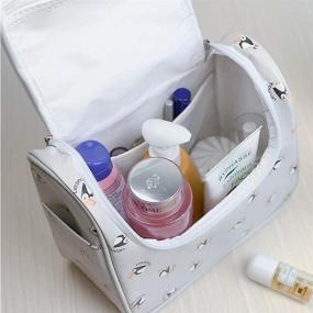 img 2 attached to Premium PU Toiletry Bag - Large Waterproof Travel Organizer Kit for Men & Women - Stylish Cosmetic Bag Make-Up Case with Sturdy Hook - Ideal for Vacation - Style A: White Pineapple