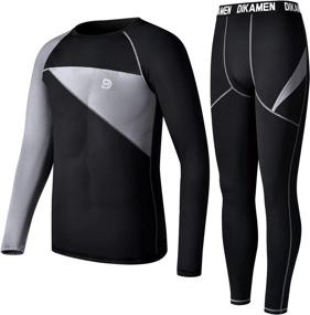 img 4 attached to 🔥 Performance Fleece Thermal Set: DIKAMEN Men's Thermal Underwear for Tactical Sports and Outdoor Activities