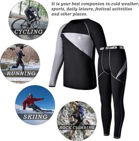 img 2 attached to 🔥 Performance Fleece Thermal Set: DIKAMEN Men's Thermal Underwear for Tactical Sports and Outdoor Activities