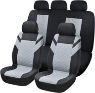 🚗 full set of motowell 9pcs car seat covers - universal fit for car suv, fabric auto seat covers with airbag compatibility and dual back storage bags (black/grey) logo