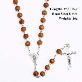 img 1 attached to 🌿 Stylish Handmade Wood Cross Pendant Necklace - JIAHATE Boys/Mens Catholic Rosary Bead Necklace for Intercession