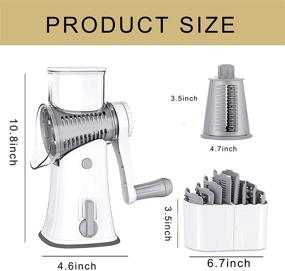 img 3 attached to 🧀 Aurrako Rotary Cheese Grater Shredder with Handle: 5 Stainless Steel Blades for Easy, Non-Slip Food Grating - Fast, Efficient Parmesan Cheese Grater