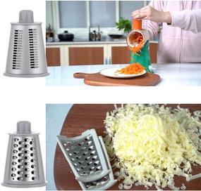 img 2 attached to 🧀 Aurrako Rotary Cheese Grater Shredder with Handle: 5 Stainless Steel Blades for Easy, Non-Slip Food Grating - Fast, Efficient Parmesan Cheese Grater