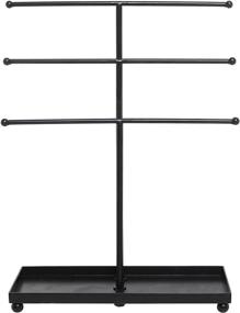 img 1 attached to Premium Black Metal Jewelry Organizer: 3 Tier Tabletop Bracelet & Necklace Display Tree Rack with Ring Tray