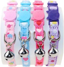 img 1 attached to 🐱 DAIXI Cat Collars - Adjustable Bell Collar with Release Buckle, Heart-Shaped Nylon Strip - Set of 4 for Cats, Puppies, and Kittens