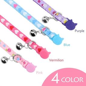 img 2 attached to 🐱 DAIXI Cat Collars - Adjustable Bell Collar with Release Buckle, Heart-Shaped Nylon Strip - Set of 4 for Cats, Puppies, and Kittens