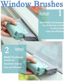 img 1 attached to Efficient Hand-held Cleaning Brush Set for Window Grooves, Slides, and Gaps - Magic Crevice Cleaner Tools for Sparkling Windows (Gray+Beige+Green) - 3pcs