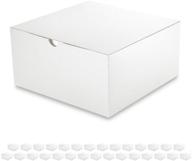 🎁 packqueen 30 gift boxes 8x8x4 inches: easy folded gift boxes with lids for crafting, gifts, cupcakes - glossy white & grain texture pack logo