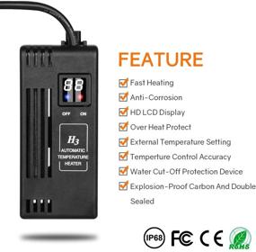 img 2 attached to 🐠 LED Digital Display Aquarium Heater - 50W 100W 150W 200W - Small Fish Tank Heater with Over-Temperature Protection and External Controller