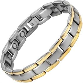img 2 attached to Magnetic Titanium Bracelet for Men by Willis Judd: Enhance Style and Wellness
