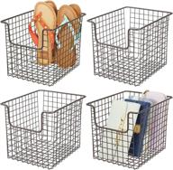 📦 mdesign metal wire storage organizer bin basket with handles - closets, entryways, mudrooms, kitchen pantry, under-sink, bathrooms - 10" x 8" x 7.75" - 4 pack (bronze) logo