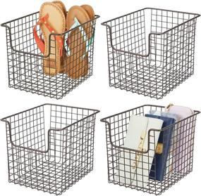 img 4 attached to 📦 mDesign Metal Wire Storage Organizer Bin Basket with Handles - Closets, Entryways, Mudrooms, Kitchen Pantry, Under-Sink, Bathrooms - 10" x 8" x 7.75" - 4 Pack (Bronze)