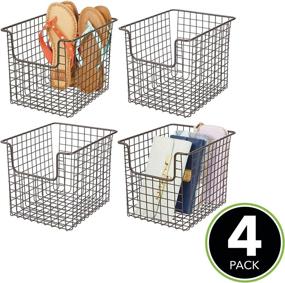 img 3 attached to 📦 mDesign Metal Wire Storage Organizer Bin Basket with Handles - Closets, Entryways, Mudrooms, Kitchen Pantry, Under-Sink, Bathrooms - 10" x 8" x 7.75" - 4 Pack (Bronze)