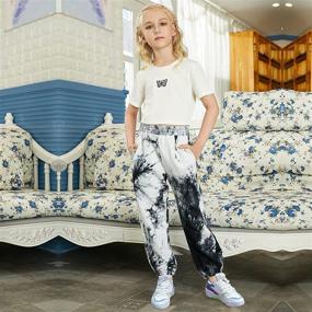 img 3 attached to 👖 Trendy Tie Dye Active Jogger Pants for Girls - Comfy Cotton Trouser Activewear 6-11 Years