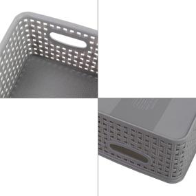 img 3 attached to 📦 Convenient Gray Plastic Storage Baskets/Bins, 4-Pack: Organize with Ease!
